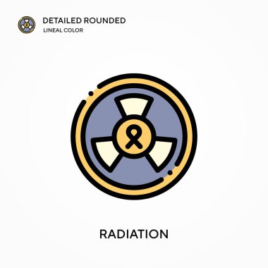 Radyasyon ayrıntılı yuvarlak doğrusal renk vektör simgesi. Web mobil UI ögesi için resimleme sembolü tasarım şablonu. Düzenlenebilir vuruşlarda mükemmel renk modern piktogram. İş projeniz için radyasyon simgeleri