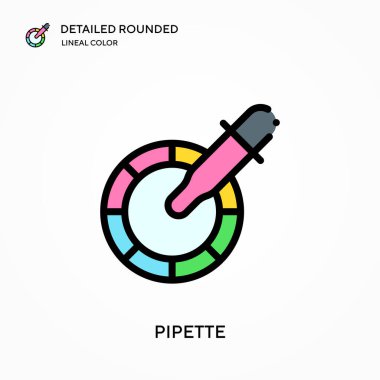 Pipette ayrıntılı yuvarlak doğrusal renk vektör ikonu. Web mobil UI ögesi için resimleme sembolü tasarım şablonu. Düzenlenebilir vuruşlarda mükemmel renk modern piktogram. İş projeniz için Pipette simgeleri