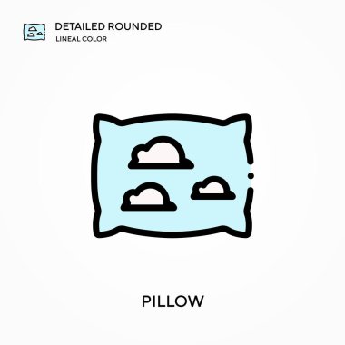 Yastık detaylı yuvarlak doğrusal renk vektör simgesi. Web mobil UI ögesi için resimleme sembolü tasarım şablonu. Düzenlenebilir vuruşlarda mükemmel renk modern piktogram. İş projeniz için yastık simgeleri