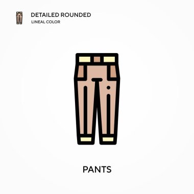 Pantolon ayrıntılı yuvarlak doğrusal renk vektör simgesi. Web mobil UI ögesi için resimleme sembolü tasarım şablonu. Düzenlenebilir vuruşlarda mükemmel renk modern piktogram. İş projeniz için pantolon simgeleri