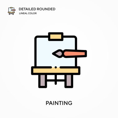 Ayrıntılı yuvarlak doğrusal renk vektör simgesi boyanıyor. Web mobil UI ögesi için resimleme sembolü tasarım şablonu. Düzenlenebilir vuruşlarda mükemmel renk modern piktogram. İş projeniz için simge boyamak