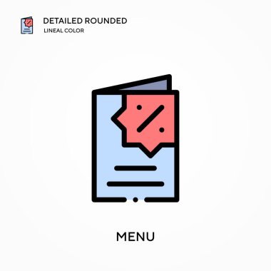 Menü ayrıntılı yuvarlak doğrusal renk vektörü simgesi. Web mobil UI ögesi için resimleme sembolü tasarım şablonu. Düzenlenebilir vuruşlarda mükemmel renk modern piktogram. İş projeniz için menü simgeleri