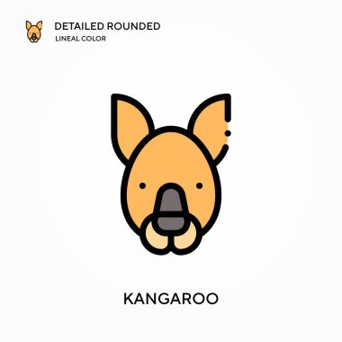 Kanguru ayrıntılı yuvarlak doğrusal renk vektör ikonu. Web mobil UI ögesi için resimleme sembolü tasarım şablonu. Düzenlenebilir vuruşlarda mükemmel renk modern piktogram. İş projeniz için kanguru simgeleri