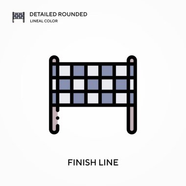Bitiş çizgisi ayrıntılı yuvarlak doğrusal renk vektör simgesi. Web mobil UI ögesi için resimleme sembolü tasarım şablonu. Düzenlenebilir vuruşlarda mükemmel renk modern piktogram. İş projeniz için bitiş satırı simgeleri
