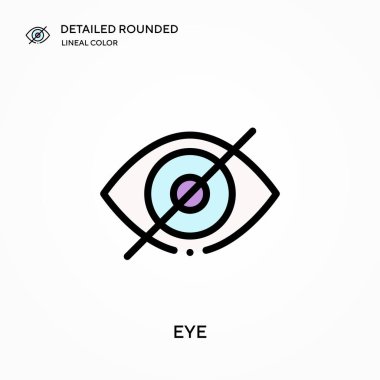 Göz detaylı yuvarlak doğrusal renk vektör simgesi. Web mobil UI ögesi için resimleme sembolü tasarım şablonu. Düzenlenebilir vuruşlarda mükemmel renk modern piktogram. İş projeniz için göz simgeleri