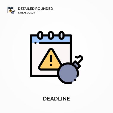 Son teslim tarihi ayrıntılı yuvarlak doğrusal renk vektör simgesi. Web mobil UI ögesi için resimleme sembolü tasarım şablonu. Düzenlenebilir vuruşlarda mükemmel renk modern piktogram. İş projeniz için son tarih simgeleri