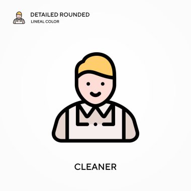 Temizleyici ayrıntılı yuvarlak doğrusal renk vektör simgesi. Web mobil UI ögesi için resimleme sembolü tasarım şablonu. Düzenlenebilir vuruşlarda mükemmel renk modern piktogram. İş projeniz için daha temiz simgeler