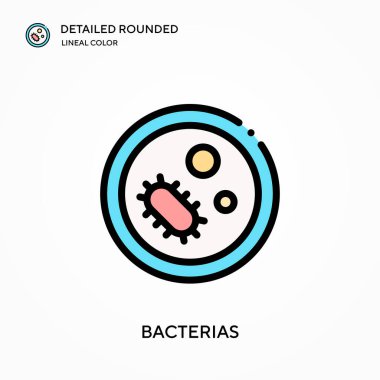 Bakteriler ayrıntılı yuvarlak doğrusal renk vektör ikonu. Web mobil UI ögesi için resimleme sembolü tasarım şablonu. Düzenlenebilir vuruşlarda mükemmel renk modern piktogram. İş projeniz için bakteriler simgeleri