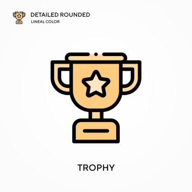 Kupa ayrıntılı yuvarlak lineal renk vektör ikonu. Web mobil UI ögesi için resimleme sembolü tasarım şablonu. Düzenlenebilir vuruşlarda mükemmel renk modern piktogram. İş projeniz için kupa simgeleri