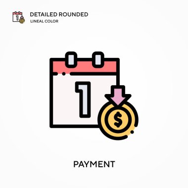 Ödeme ayrıntılı yuvarlak doğrusal renk vektörü simgesi. Web mobil UI ögesi için resimleme sembolü tasarım şablonu. Düzenlenebilir vuruşlarda mükemmel renk modern piktogram. İş projeniz için ödeme simgeleri