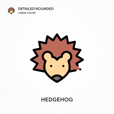 Kirpi detaylı yuvarlak doğrusal renk vektör ikonu. Web mobil UI ögesi için resimleme sembolü tasarım şablonu. Düzenlenebilir vuruşlarda mükemmel renk modern piktogram. İş projeniz için kirpi simgeleri