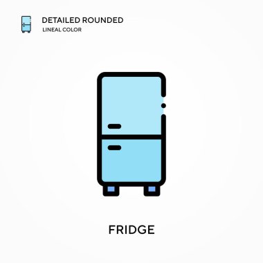 Buzdolabı ayrıntılı yuvarlak doğrusal renk vektör simgesi. Web mobil UI ögesi için resimleme sembolü tasarım şablonu. Düzenlenebilir vuruşlarda mükemmel renk modern piktogram. İş projeniz için buzdolabı simgeleri