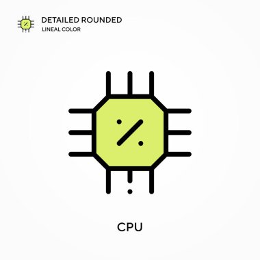 İşlemci ayrıntılı yuvarlak doğrusal renk vektörü simgesi. Web mobil UI ögesi için resimleme sembolü tasarım şablonu. Düzenlenebilir vuruşlarda mükemmel renk modern piktogram. İş projeniz için İşlemci simgeleri