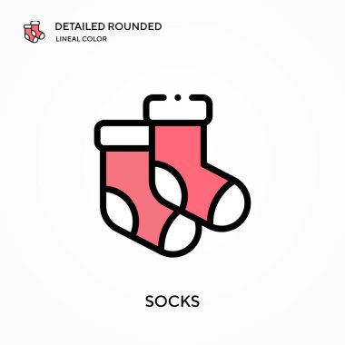Çoraplar ayrıntılı yuvarlak doğrusal renk vektör ikonu. Web mobil UI ögesi için resimleme sembolü tasarım şablonu. Düzenlenebilir vuruşlarda mükemmel renk modern piktogram. İş projeniz için çorap simgeleri