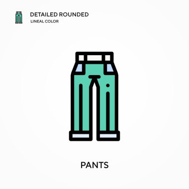 Pantolon ayrıntılı yuvarlak doğrusal renk vektör simgesi. Web mobil UI ögesi için resimleme sembolü tasarım şablonu. Düzenlenebilir vuruşlarda mükemmel renk modern piktogram. İş projeniz için pantolon simgeleri