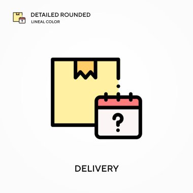 Ayrıntılı yuvarlak doğrusal renk vektör ikonu. Web mobil UI ögesi için resimleme sembolü tasarım şablonu. Düzenlenebilir vuruşlarda mükemmel renk modern piktogram. İş projeniz için teslimat simgeleri