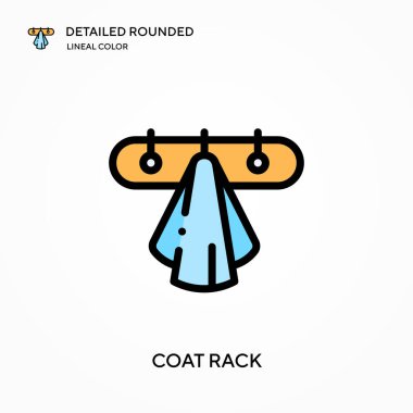 Palto askısı yuvarlak çizgili renk vektör simgesi detaylı. Web mobil UI ögesi için resimleme sembolü tasarım şablonu. Düzenlenebilir vuruşlarda mükemmel renk modern piktogram. İş projeniz için elbise askısı simgeleri