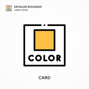 Kart detaylı yuvarlak doğrusal renk vektör simgesi. Web mobil UI ögesi için resimleme sembolü tasarım şablonu. Düzenlenebilir vuruşlarda mükemmel renk modern piktogram. İş projeniz için kart simgeleri
