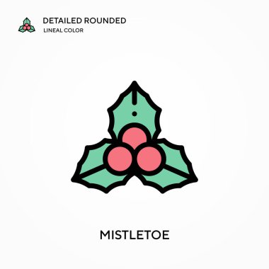 Ökse otu ayrıntılı yuvarlak doğrusal renk vektör ikonu. Web mobil UI ögesi için resimleme sembolü tasarım şablonu. Düzenlenebilir vuruşlarda mükemmel renk modern piktogram. İş projeniz için ökse otu simgeleri