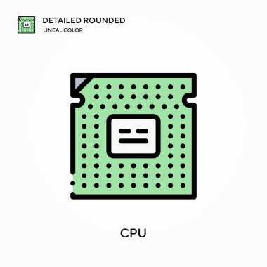 İşlemci ayrıntılı yuvarlak doğrusal renk vektörü simgesi. Web mobil UI ögesi için resimleme sembolü tasarım şablonu. Düzenlenebilir vuruşlarda mükemmel renk modern piktogram. İş projeniz için İşlemci simgeleri