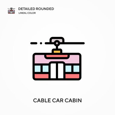 Kablo kabini yuvarlak doğrusal renk vektör simgesini detaylı olarak açıkladı. Web mobil UI ögesi için resimleme sembolü tasarım şablonu. Düzenlenebilir vuruşlarda mükemmel renk modern piktogram. İş projeniz için kablo kabin simgeleri