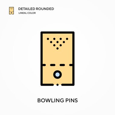 Bowling lobutları ayrıntılı yuvarlak doğrusal renk vektör ikonu. Web mobil UI ögesi için resimleme sembolü tasarım şablonu. Düzenlenebilir vuruşlarda mükemmel renk modern piktogram. İş projeniz için bovling iğneleri simgeleri
