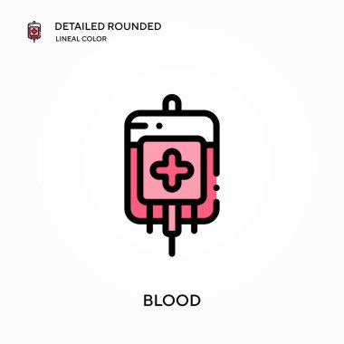 Kan detaylı yuvarlak doğrusal renk vektör simgesi. Web mobil UI ögesi için resimleme sembolü tasarım şablonu. Düzenlenebilir vuruşlarda mükemmel renk modern piktogram. İş projeniz için kan simgeleri