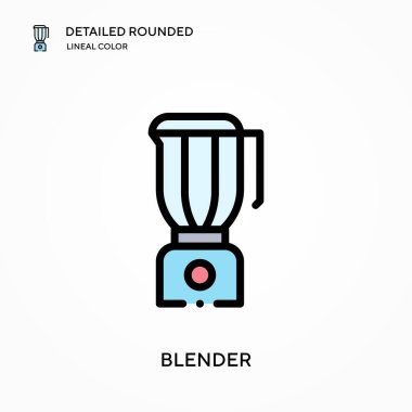 Blender ayrıntılı yuvarlak doğrusal renk vektör simgesi. Web mobil UI ögesi için resimleme sembolü tasarım şablonu. Düzenlenebilir vuruşlarda mükemmel renk modern piktogram. İş projeniz için karıştırıcı simgeleri