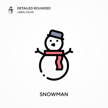 Kardan adam yuvarlak çizgili renk vektör simgesini detaylı olarak açıkladı. Web mobil UI ögesi için resimleme sembolü tasarım şablonu. Düzenlenebilir vuruşlarda mükemmel renk modern piktogram. İş projeniz için kardan adam simgeleri