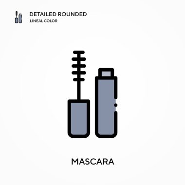 Maskara ayrıntılı yuvarlak doğrusal renk vektör ikonu. Web mobil UI ögesi için resimleme sembolü tasarım şablonu. Düzenlenebilir vuruşlarda mükemmel renk modern piktogram. İş projeniz için Maskara simgeleri