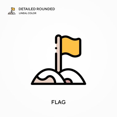 Ayrıntılı yuvarlak doğrusal renk vektör simgesi. Web mobil UI ögesi için resimleme sembolü tasarım şablonu. Düzenlenebilir vuruşlarda mükemmel renk modern piktogram. İş projeniz için bayrak simgeleri