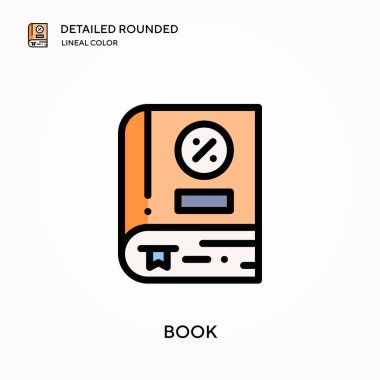 Kitap ayrıntılı yuvarlak doğrusal renk vektör simgesi. Web mobil UI ögesi için resimleme sembolü tasarım şablonu. Düzenlenebilir vuruşlarda mükemmel renk modern piktogram. İş projeniz için rezervasyon simgeleri