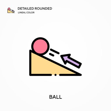 Topun ayrıntılı yuvarlak çizgisel renk vektör simgesi. Web mobil UI ögesi için resimleme sembolü tasarım şablonu. Düzenlenebilir vuruşlarda mükemmel renk modern piktogram. İş projeniz için top simgeleri