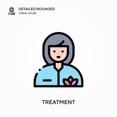 Tedavi ayrıntılı yuvarlak lineal renk vektör simgesi. Web mobil UI ögesi için resimleme sembolü tasarım şablonu. Düzenlenebilir vuruşlarda mükemmel renk modern piktogram. İş projeniz için tedavi simgeleri