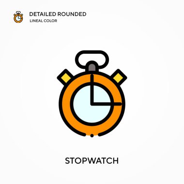 Stopwatch ayrıntılı yuvarlak doğrusal renk vektör simgesi. Web mobil UI ögesi için resimleme sembolü tasarım şablonu. Düzenlenebilir vuruşlarda mükemmel renk modern piktogram. İş projeniz için kronometre simgeleri