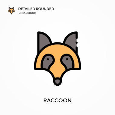 Rakun yuvarlak çizgili renk vektör simgesini detaylı olarak açıkladı. Web mobil UI ögesi için resimleme sembolü tasarım şablonu. Düzenlenebilir vuruşlarda mükemmel renk modern piktogram. İş projeniz için rakun simgeleri