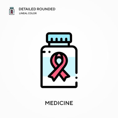 Medikal ayrıntılı yuvarlak doğrusal renk vektörü ikonu. Web mobil UI ögesi için resimleme sembolü tasarım şablonu. Düzenlenebilir vuruşlarda mükemmel renk modern piktogram. İş projeniz için ilaç simgeleri