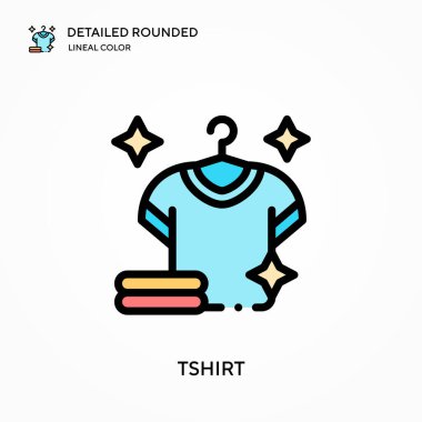 Tshirt detaylı yuvarlak doğrusal renk vektör simgesi. Web mobil UI ögesi için resimleme sembolü tasarım şablonu. Düzenlenebilir vuruşlarda mükemmel renk modern piktogram. İş projeniz için t-shirt simgeleri