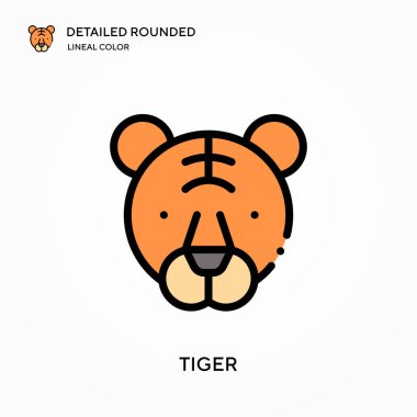 Kaplan ayrıntılı yuvarlak doğrusal renk vektör simgesi. Web mobil UI ögesi için resimleme sembolü tasarım şablonu. Düzenlenebilir vuruşlarda mükemmel renk modern piktogram. İş projeniz için kaplan simgeleri