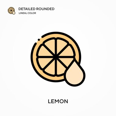 Limon ayrıntılı yuvarlak doğrusal renk vektör simgesi. Web mobil UI ögesi için resimleme sembolü tasarım şablonu. Düzenlenebilir vuruşlarda mükemmel renk modern piktogram. İş projeniz için limon simgeleri