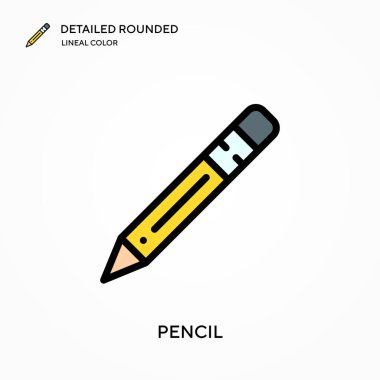 Kalem detaylı yuvarlak doğrusal renk vektörü simgesi. Web mobil UI ögesi için resimleme sembolü tasarım şablonu. Düzenlenebilir vuruşlarda mükemmel renk modern piktogram. İş projeniz için kalem simgeleri