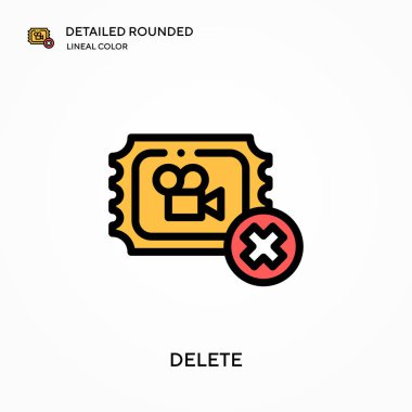 Ayrıntılı yuvarlak doğrusal renk vektör simgesini sil. Web mobil UI ögesi için resimleme sembolü tasarım şablonu. Düzenlenebilir vuruşlarda mükemmel renk modern piktogram. İş projeniz için simgeleri sil