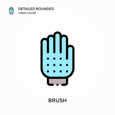 Fırçayla detaylı yuvarlak doğrusal renk vektör simgesi. Web mobil UI ögesi için resimleme sembolü tasarım şablonu. Düzenlenebilir vuruşlarda mükemmel renk modern piktogram. İş projeniz için fırça simgeleri