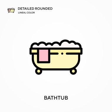 Küvet, yuvarlak yuvarlak doğrusal renk vektör simgesini detaylandırdı. Web mobil UI ögesi için resimleme sembolü tasarım şablonu. Düzenlenebilir vuruşlarda mükemmel renk modern piktogram. İş projeniz için küvet simgeleri