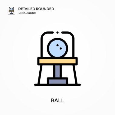 Topun ayrıntılı yuvarlak çizgisel renk vektör simgesi. Web mobil UI ögesi için resimleme sembolü tasarım şablonu. Düzenlenebilir vuruşlarda mükemmel renk modern piktogram. İş projeniz için top simgeleri