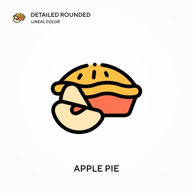 Elmalı turta ayrıntılı yuvarlak doğrusal renk vektör simgesi. Web mobil UI ögesi için resimleme sembolü tasarım şablonu. Düzenlenebilir vuruşlarda mükemmel renk modern piktogram. İş projeniz için elmalı turta simgeleri