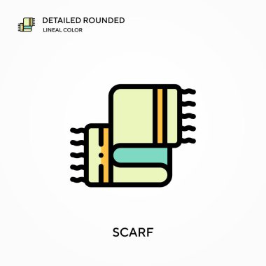 Atkı ayrıntılı yuvarlak doğrusal renk vektör simgesi. Web mobil UI ögesi için resimleme sembolü tasarım şablonu. Düzenlenebilir vuruşlarda mükemmel renk modern piktogram. İş projeniz için eşarp simgeleri