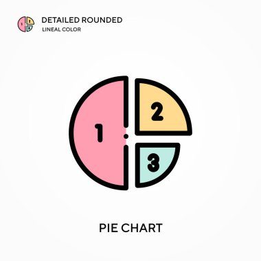 Pasta şeması yuvarlak doğrusal renk vektörü simgesini detaylı olarak açıkladı. Web mobil UI ögesi için resimleme sembolü tasarım şablonu. Düzenlenebilir vuruşlarda mükemmel renk modern piktogram. İş projeniz için pasta çizelgesi simgeleri
