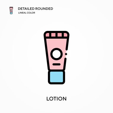 Losyon detaylı yuvarlak doğrusal renk vektör simgesi. Web mobil UI ögesi için resimleme sembolü tasarım şablonu. Düzenlenebilir vuruşlarda mükemmel renk modern piktogram. İş projeniz için losyon simgeleri
