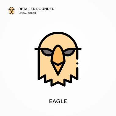 Kartal ayrıntılı yuvarlak doğrusal renk vektör simgesi. Web mobil UI ögesi için resimleme sembolü tasarım şablonu. Düzenlenebilir vuruşlarda mükemmel renk modern piktogram. İş projeniz için kartal simgeleri